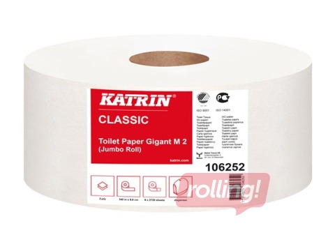 Туалетная бумага в рулонах Katrin Classic Gigant M2, 2-слойная, 6 шт./упак.