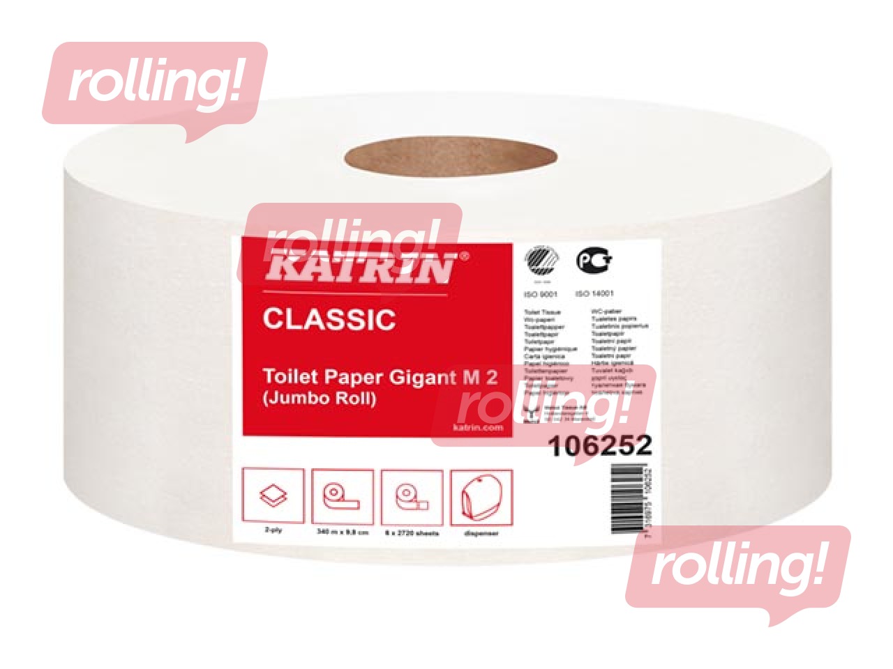 Tualettpaberi rullid Katrin Classic Gigant M2, 2-kihiline, 6 rulli/pakis