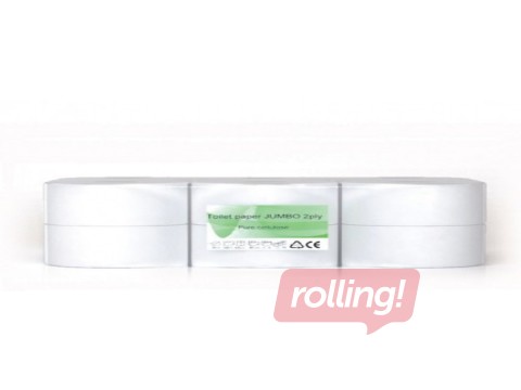 Tualettpaber Jumbo Clean, 12 rulli, 2 kihti, valge