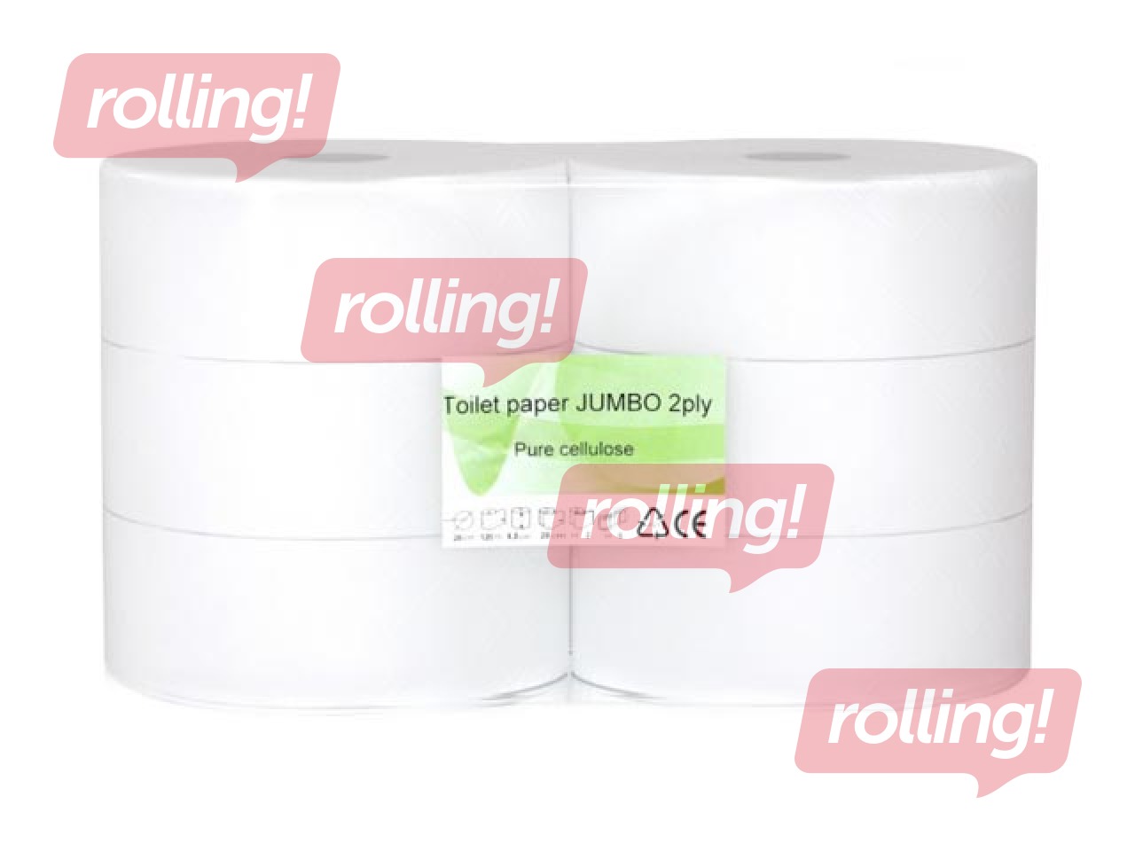 Tualetes papīrs Clean Jumbo, 6 ruļļi, 2 slāņi, balts