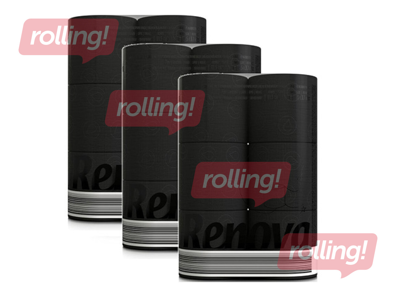 Tualettpaber Renova, 6 rulli,, 3 kihti, must