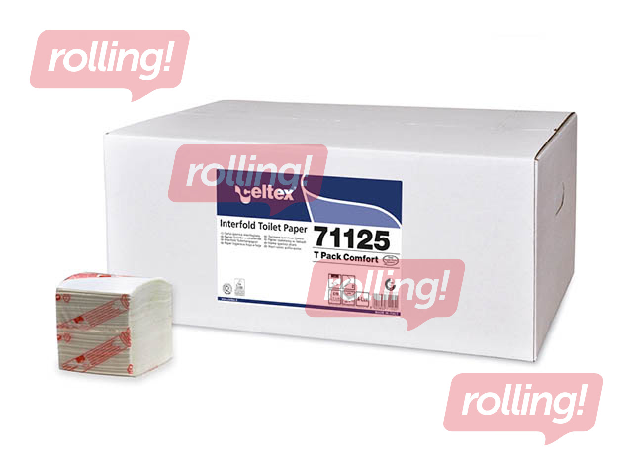 Tualetes papīrs loksnēs Celtex T Pack Comfort, 2 kārtas, balts, 40 paciņas