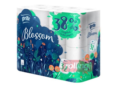 Toilet paper rolls, Grite Blossom, 32 rolls, 3 ply, white