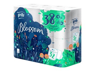 Tualetes papīrs Grite Blossom, balts, 3 slāņi, 32 ruļļi