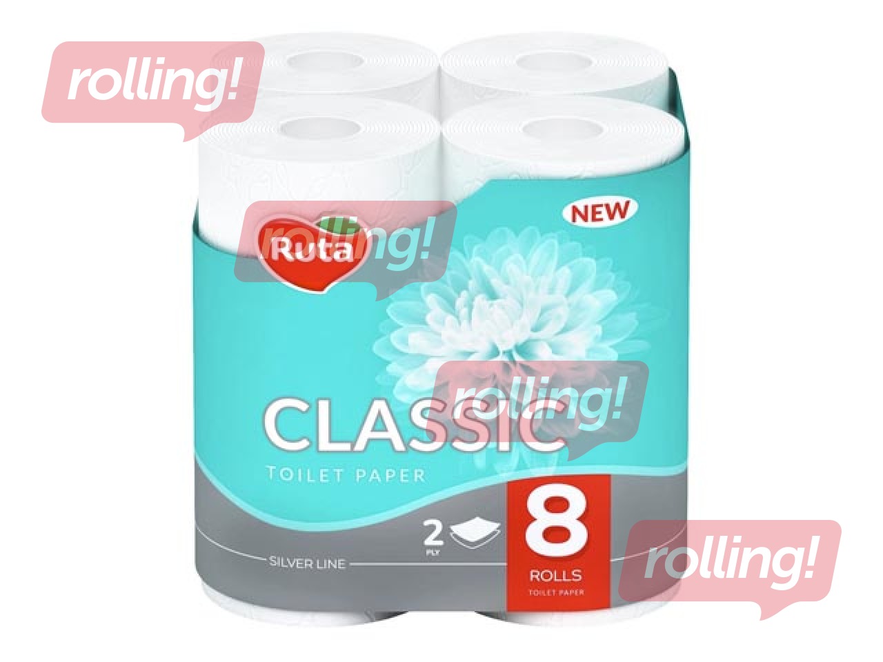 Tualettpaber Ruta Classic 8 rulli, 2-kihiline, valge