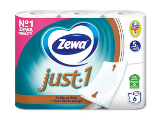 Tualettpaber, Zewa, Just1, 5 kihti, 6 rulli