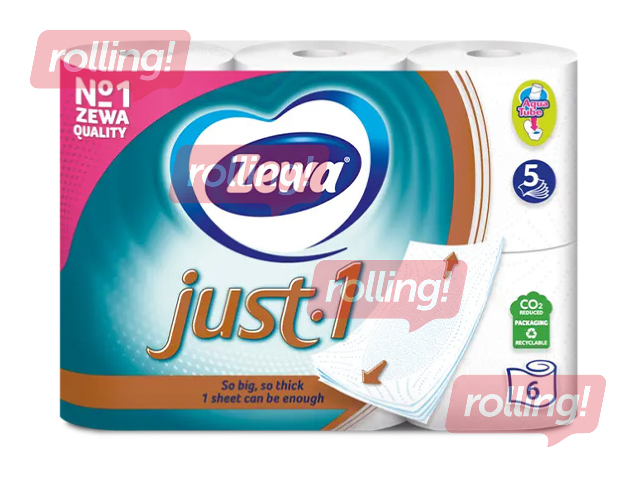 Tualettpaber, Zewa, Just1, 5 kihti, 6 rulli