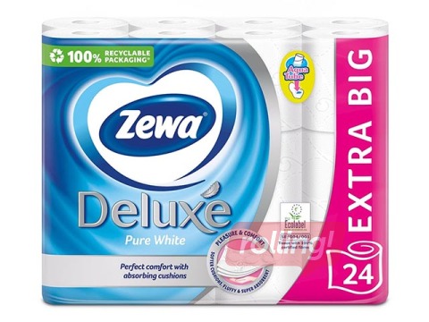 Toilet paper Zewa Deluxe Pure White, 3-ply, 24 rolls