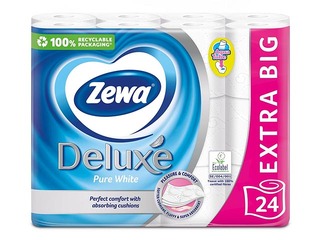 Туалетная бумага Zewa Deluxe Pure White, 3 слоя, 24 рулона