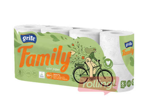 Tualetes papīrs Grite Family, 3 slāņi, 8 ruļļi
