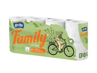 Tualettpaber Grite, Family, 3-kihiline, 8 rulli