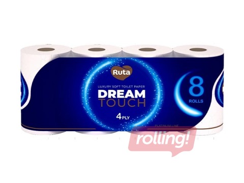 Tualettpaber Ruta, Dream Touch, 4-kihiline, valge, 8 rulli