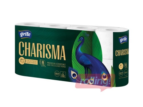Tualetes papīrs Grite Charisma, T4, balts, 4 slāņi, 8 ruļļi