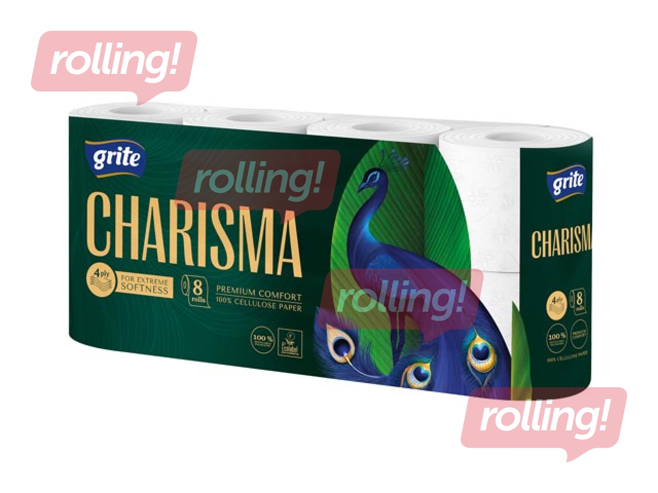 Tualettpaber Grite, Charisma, T4, 4 kihiline, valge, 8 rulli