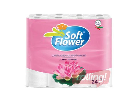 Туалетная бумага Soft Flower, 3 слоя, белая, 24 рулона