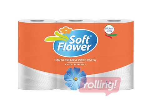 Soft Flower tualettpaber, lõhnastatud, 4 kihti, valge, 6 rulli