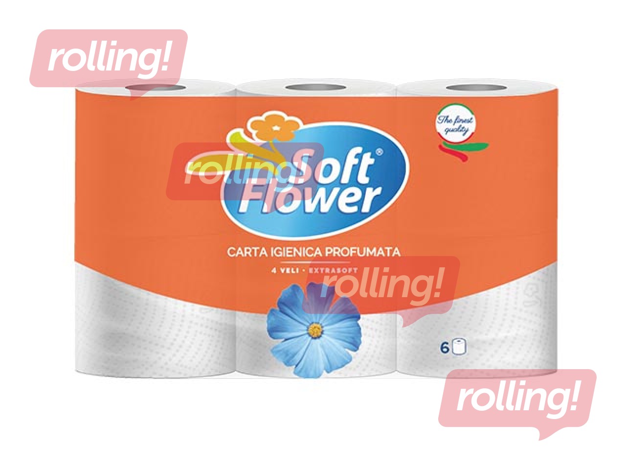 Soft Flower tualettpaber, lõhnastatud, 4 kihti, valge, 6 rulli