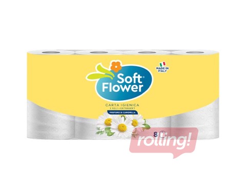 Soft Flower tualettpaber, lõhnastatud, 3 kihti, valge, 8 rulli