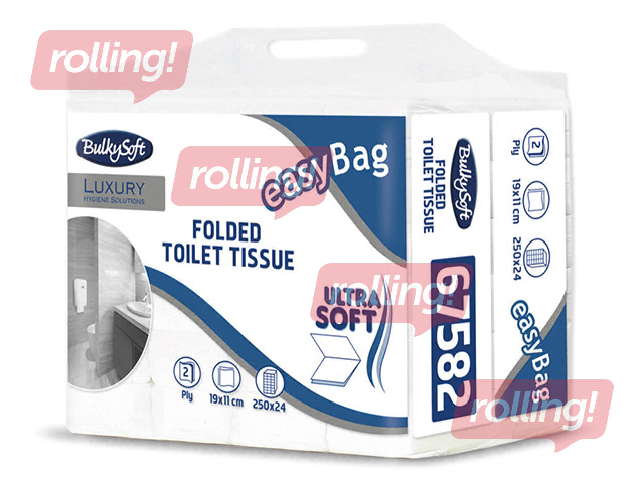 Toilet paper in sheets Bulkysoft, Luxury, 2-ply, white, 24 packs
