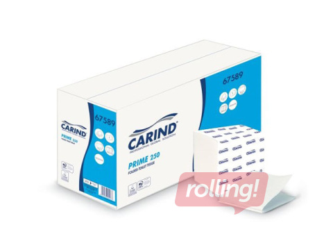 Tualetes papīrs loksnēs Carind, Prime 225, 2 slāņi, balts, 40 paciņas