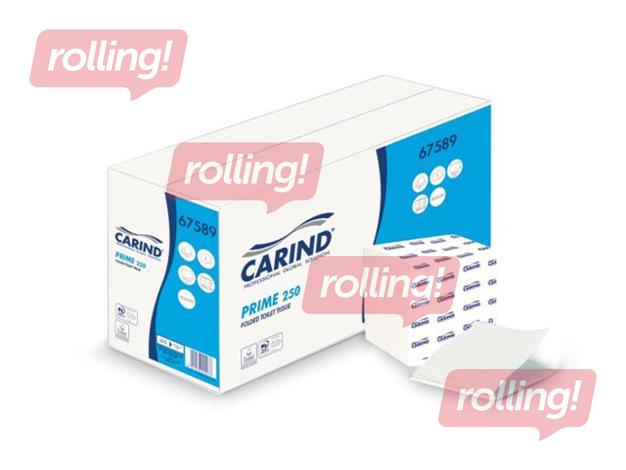 Tualettpaber lehtedena Carind, Prime 225, 2-kihiline, valge, 40 pakki