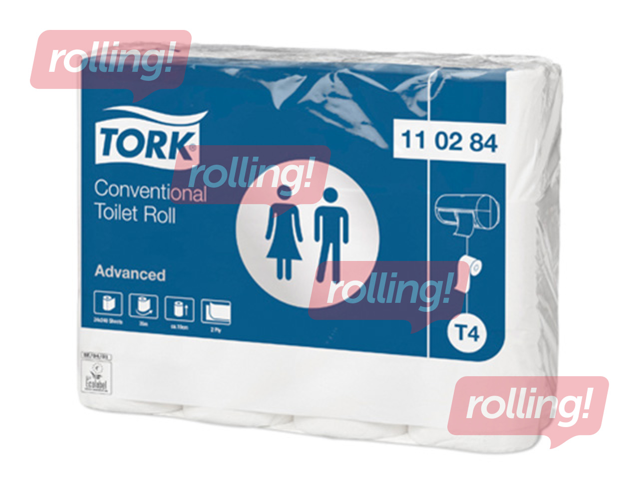 Tualetes papīrs Tork Advanced T4, 2 slāņi, balts, 24 ruļļi