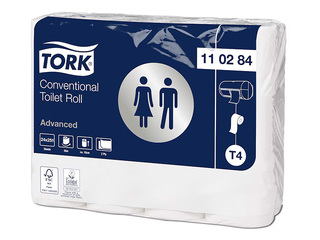 Tualetes papīrs Tork Advanced T4, 2 slāņi, balts, 24 ruļļi