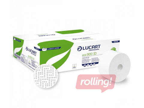 Tualettpaber Lucart Eco 900, 2-kihiline, valge, 12 rulli