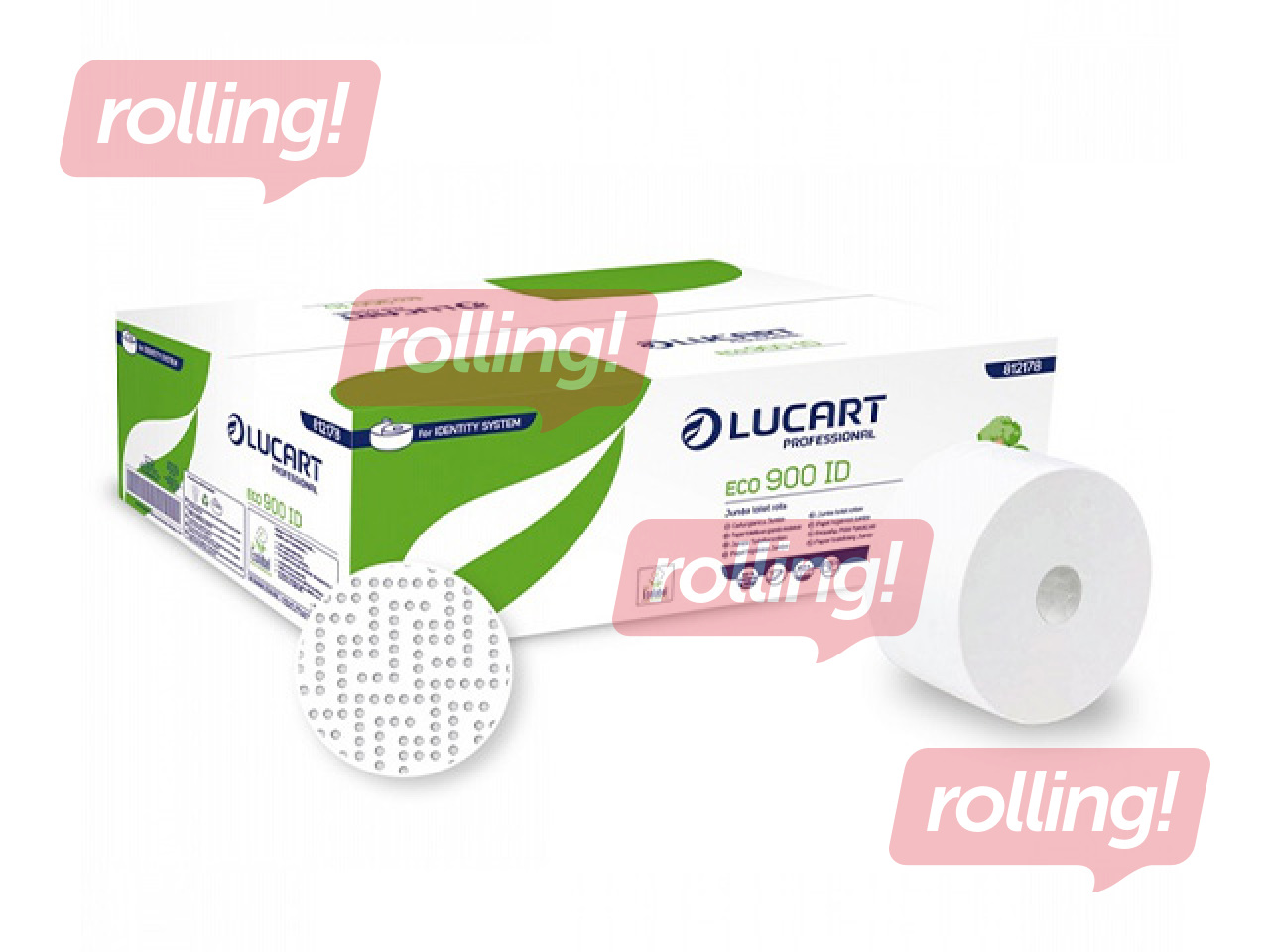 Tualettpaber Lucart Eco 900, 2-kihiline, valge, 12 rulli