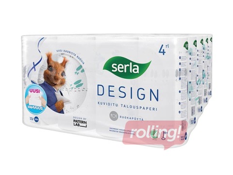 Бумажные полотенца Serla, 4 рул. , 2 сл., белые с рисунком