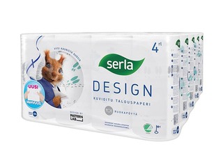 Бумажные полотенца Serla, 4 рул. , 2 сл., белые с рисунком