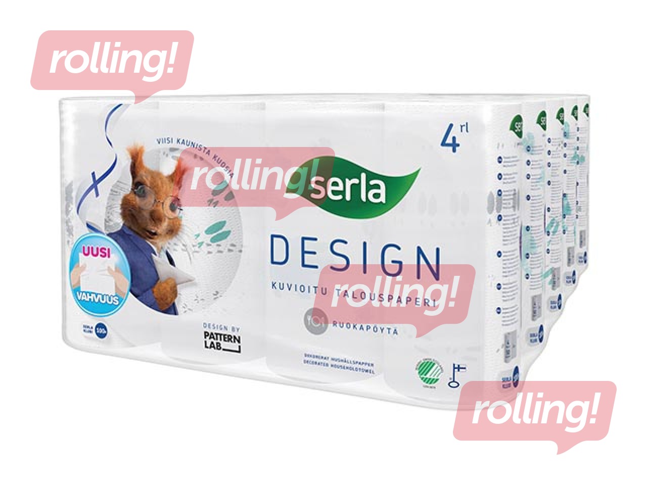 Paper towels Searla, 4 rolls, 2 layers white with drawing