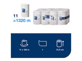 Paberrätikud Tork Advanced Mini M1, 1 kiht, valge, 120m, 11 rulli +KAMPAANIA Osta Tork paberrätiku