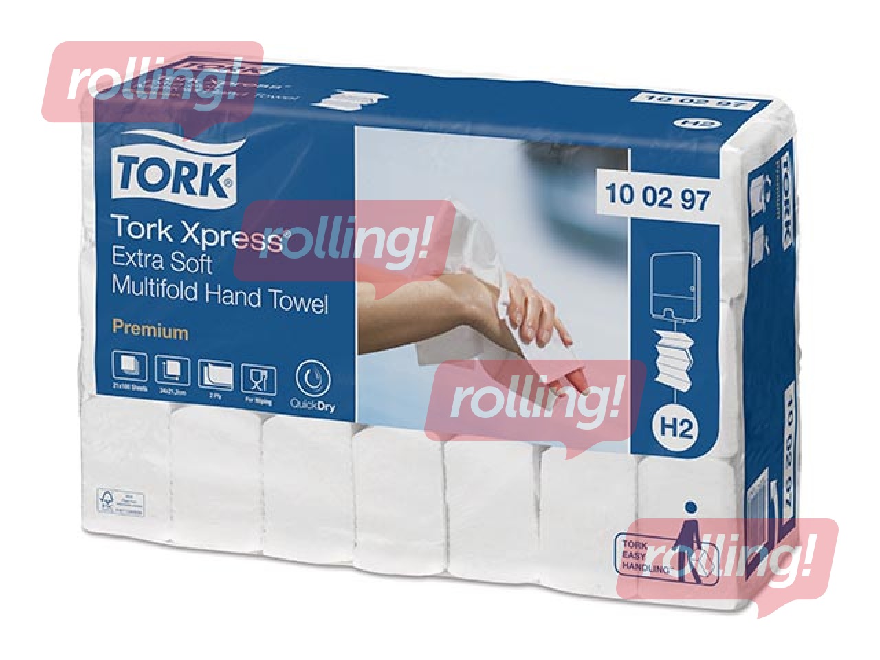 Paberkäterätid Tork Premium Extra Soft, Multifold, H2, valged, 2-kihilised, 100 lehte, 21 pakk