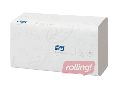 Papīra dvieļi Tork Advanced Soft, Z-locījums, H2, balti, 2 slāņi, 180 loksnes, 21 paciņa