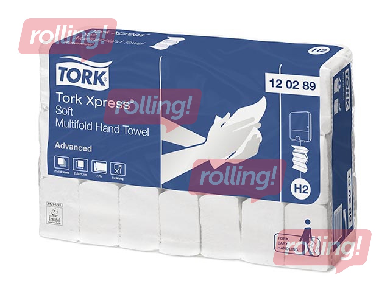 Papīra dvieļi Tork Advanced Soft, Z-locījums, H2, balti, 2 slāņi, 180 loksnes, 21 paciņa