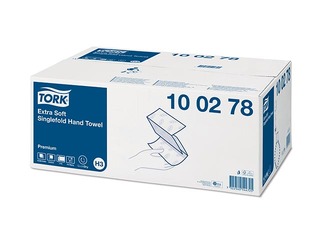 Papīra dvieļi Tork Premium Extra Soft, Singlefold, H3, balti, 2 slāņi, 200 loksnes, 15 paciņas