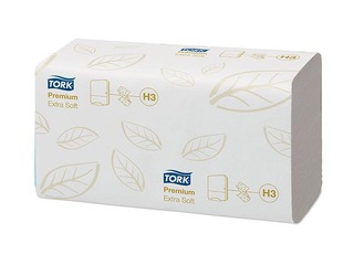 Papīra dvieļi Tork Premium Extra Soft, Singlefold, H3, balti, 2 slāņi, 200 loksnes, 15 paciņas