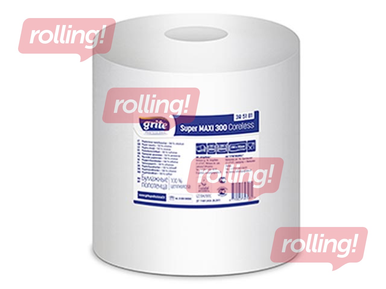 Paper towels Grite Super Maxi 300m, 6 rolls, 1 ply, white