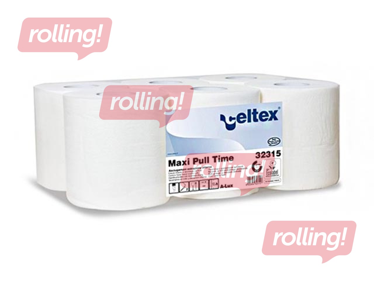 Бумажные полотенца  Celtex Maxi Pull, 135м, 6 рул, 2 сл, белые