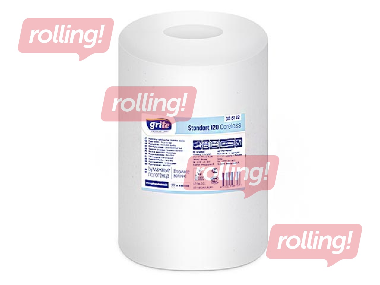 Paberrätikud Grite Standart 120 Coreless, Ø13,5, 12 rulli, 1 kiht