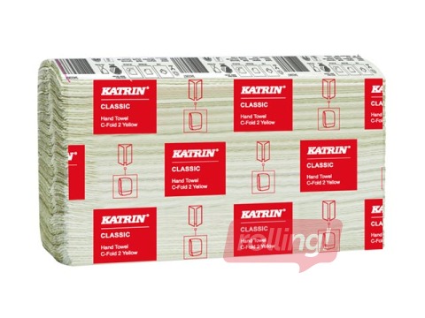 Kätepaberilehed Katrin Classic C-Fold, 16 tk/pakis, 2 kihti, kollane