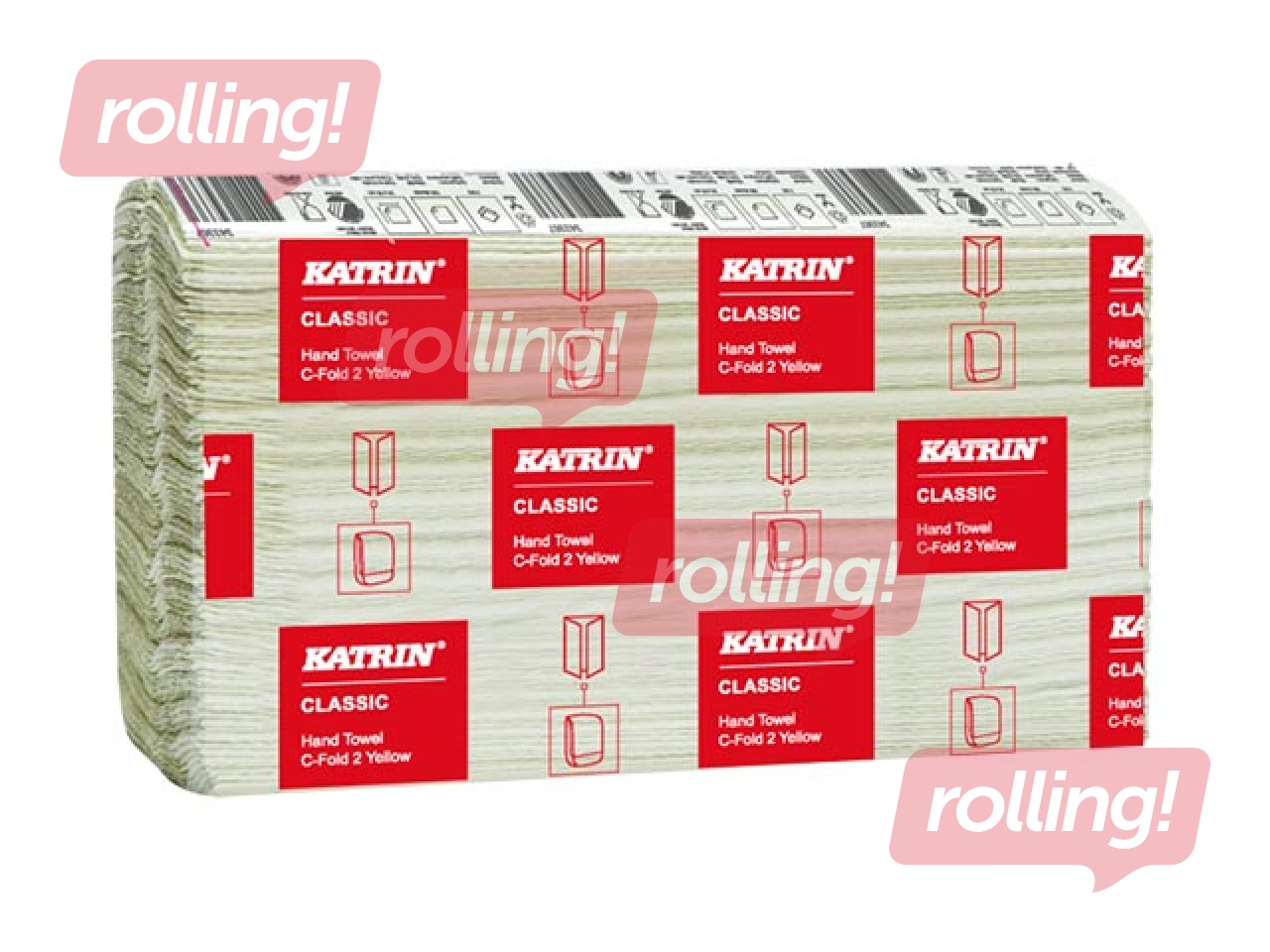 Kätepaberilehed Katrin Classic C-Fold, 16 tk/pakis, 2 kihti, kollane