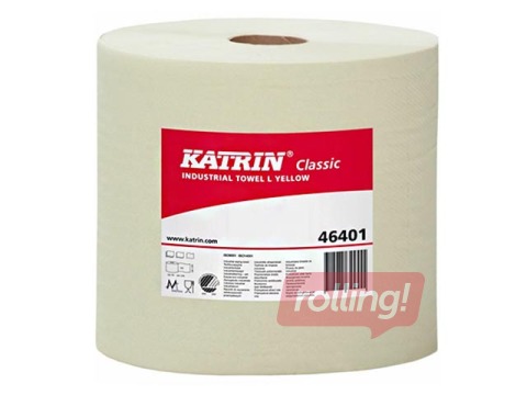Industriālais papīrs Katrin Classic L, 1 slānis, dzeltens, 470m, 2 ruļļi