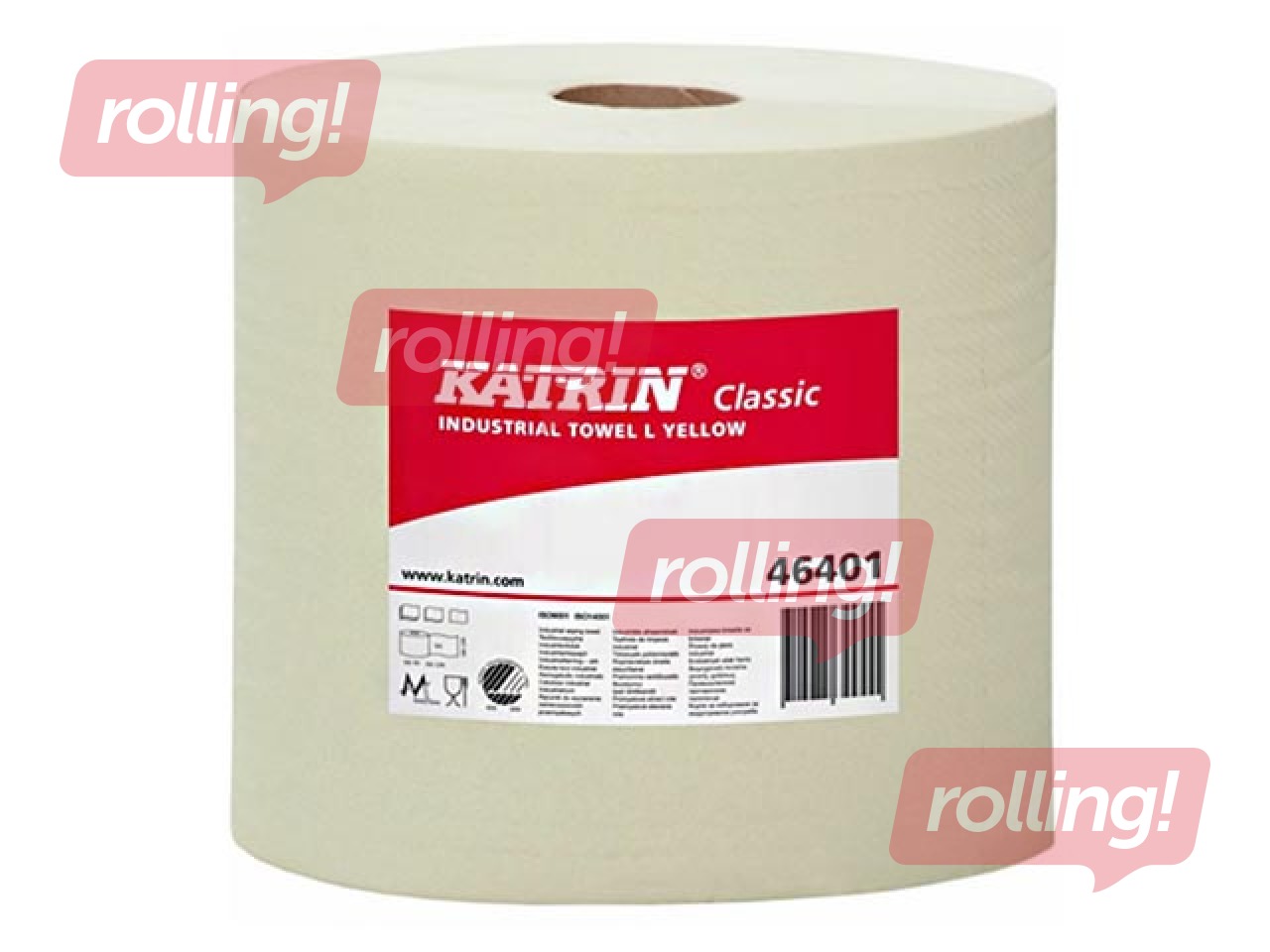 Industriālais papīrs Katrin Classic L, 1 slānis, dzeltens, 470m, 2 ruļļi