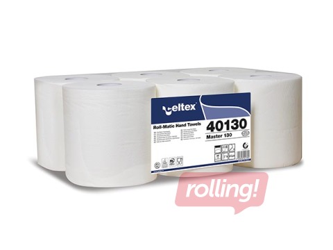 Бумажные полотенца Celtex Master 130м, Ø19, 6 рулонов, 2 слоя, белые