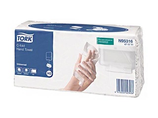 Hand towels Tork C-fold Universal H3, 20 pack, 2 layers, natural white