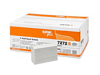 Papīra dvieļi Celtex Save Plus V (platās 10,5cm), balti, 2 slāņi, 200 loksnes, 15 paciņas