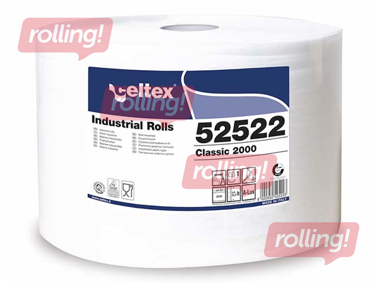 Industriālais papīrs Celtex Classic 2000, 2 slāņi, balts, 600m, 1 rullis