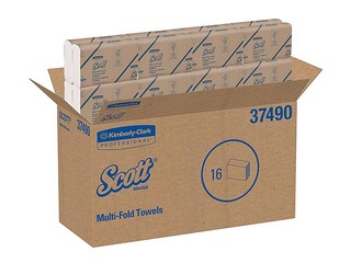 Papīra dvieļi Kimberly Clark Scott, Z-locījums, balti, 1 slānis, 250 loksnes, 16 paciņas